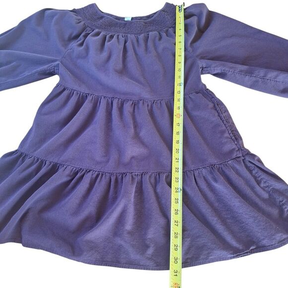 Old Navy Mini Dress M Purple Smocked Tiered Long Sleeve Boho Cotton Blend Pocket - Picture 8 of 15